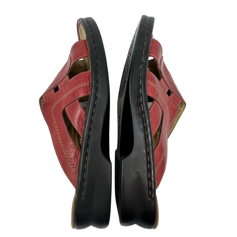 Clarks Womens Red Leather Sandals - Picture 5 of 9